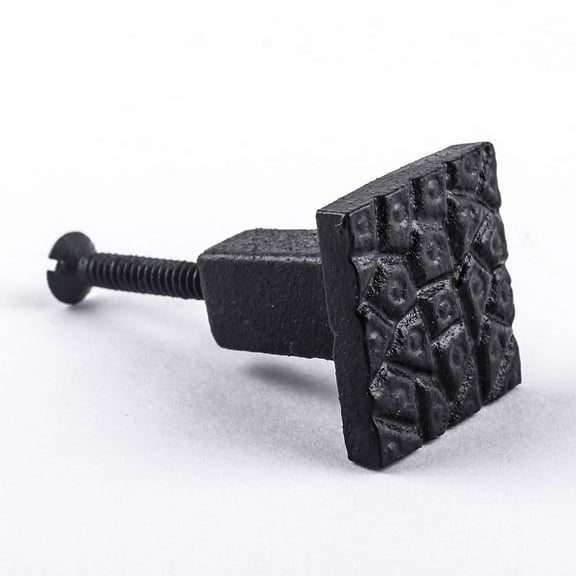 Cobble Stone style Kitchen Cabinet Hardware Square Iron Kitchen Cabinet Knob 1.14" Black Rust Resistant Black Powder Coat Iron Vintage Drawer Knob Renovators Supply
