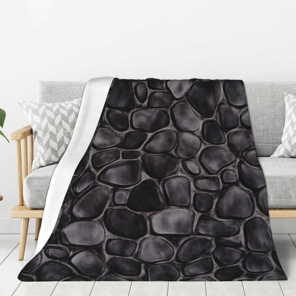 Cobble Stones Irregular Mosaic Throw Blanket for Winter Cabin Ultra-Soft Micro Fleece Blanket, Premium Microfiber, Silky Soft, Plush, Warm and Lightweight for Couch, Sofa, Bed - 50"X40"