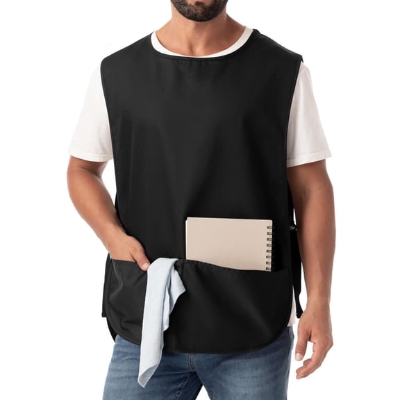 Cobbler Apron for Women Men with 2 Pockets Waterproof Art Smock Aprons for Painting Hairstylist Cleaning Adults White