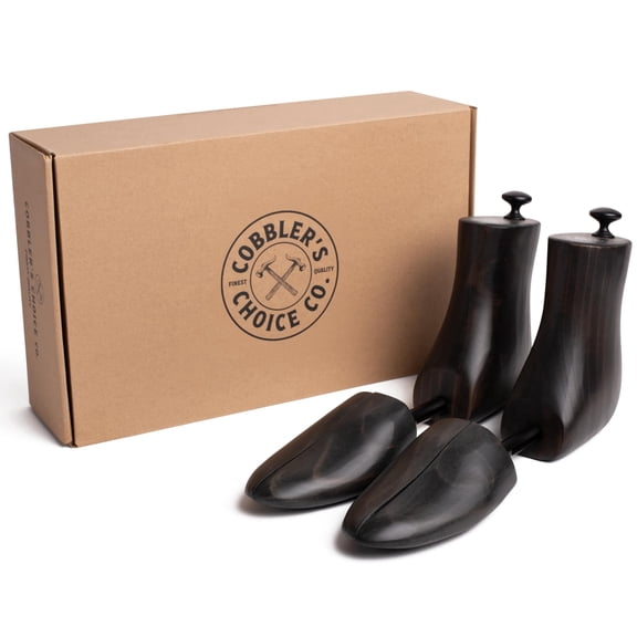 Cobbler's Choice Co. Finest Quality Men’s Boot Tree – Varnished Natural Wood, Timeless Design, Signature Finish, Black - Extra Large