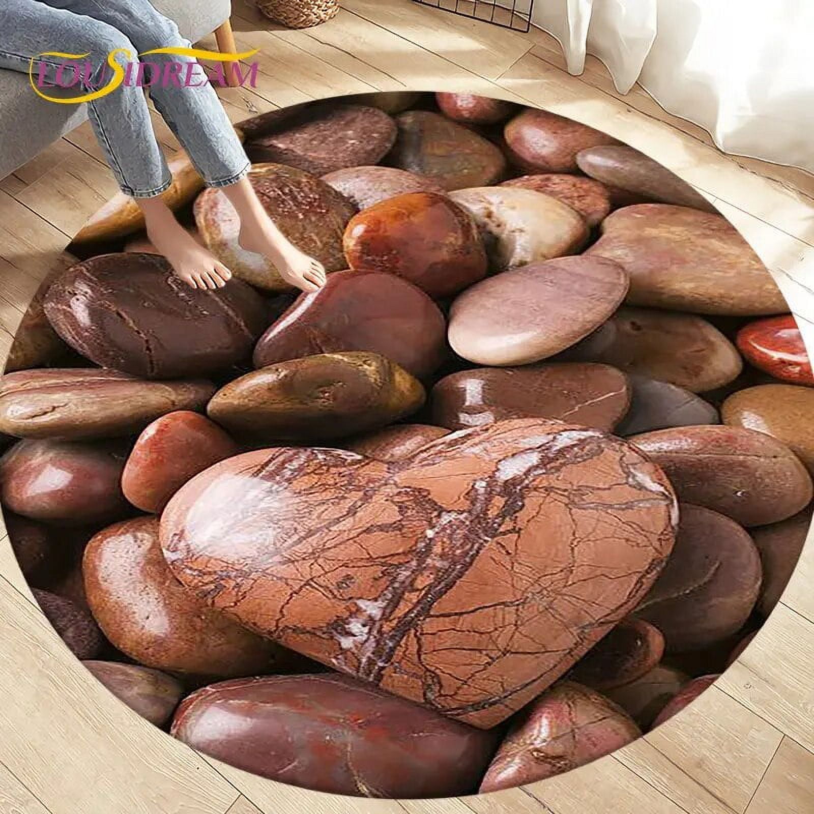 Cobblest Beach Sand Ocean View Area Rug Round Carpet Rug for Living ...