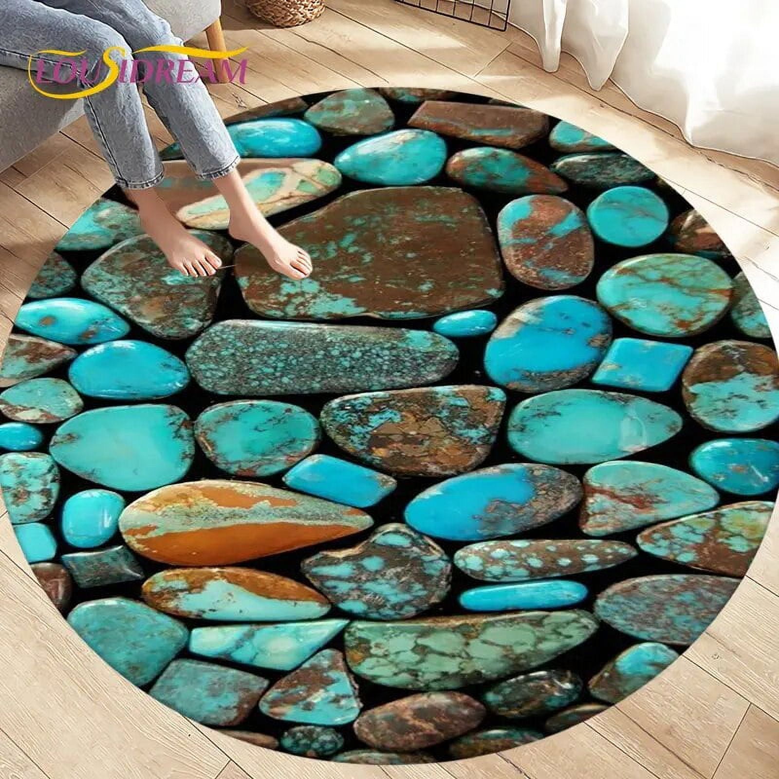 Cobblest Beach Sand Ocean View Area Rug Round Carpet Rug for Living ...