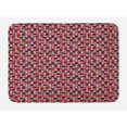 thumbnail image 1 of Cobblestone Bath Mat, Patchwork Style Tribal Bricks of Polka Dot Stripes and Zigzag Pattern Squares, Plush Bathroom Decor Mat with Non Slip Backing, 29.5" X 17.5", Multicolor, by Ambesonne, 1 of 2