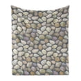 thumbnail image 1 of Cobblestone Soft Flannel Fleece Throw Blanket, Pebble Stonewall Graphic Illustration Soft Pastel Color Wet Looking Rubbles, Cozy Plush for Indoor and Outdoor Use, 50" x 70", Multicolor, by Ambesonne, 1 of 6