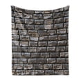 thumbnail image 1 of Cobblestone Soft Flannel Fleece Throw Blanket, Stained Rectangular Pavement Stones and Decayed Brick Tiles, Cozy Plush for Indoor and Outdoor Use, 50" x 60", Dark Grey Taupe, by Ambesonne, 1 of 6