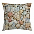 thumbnail image 1 of Cobblestone Throw Pillow Cushion Cover, Realistic Illustration of Antique Style Rustic Natural Rubble Stone Wall Design, Decorative Square Accent Pillow Case, 24 X 24 Inches, Multicolor, by Ambesonne, 1 of 2
