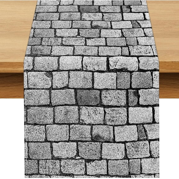Cobblestone Wall Table Runner Medieval Castle Themed Birthday Party Decoration Stone Brick VBS Halloween Dining Room Home Kitchen Table Decor