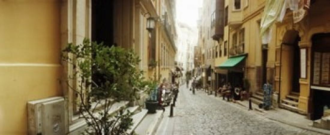 Cobblestone street in Istanbul Turkey Canvas Art - Panoramic Images (30 x 13)