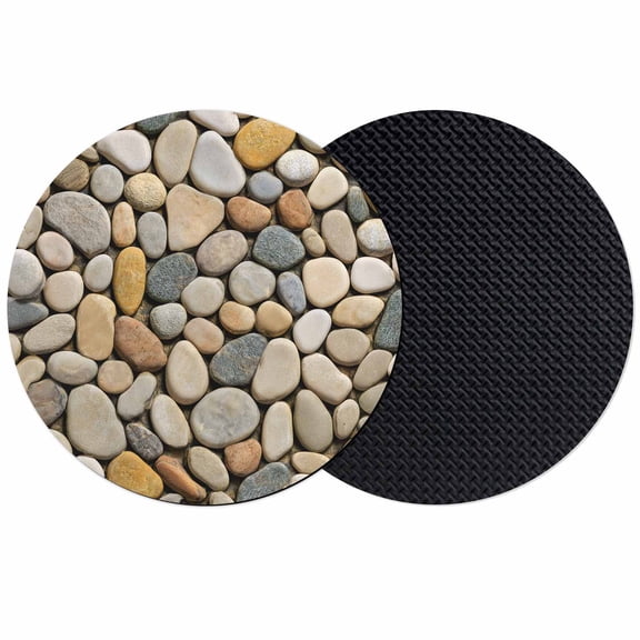 Cobblestones Coasters Set of 2, Absorbent Coasters for Drinks, Gravel Rock Natural Stones Pattern Art Coaster for Desk Coffee Table Protection, Home Decor House Warming Gifts 4"