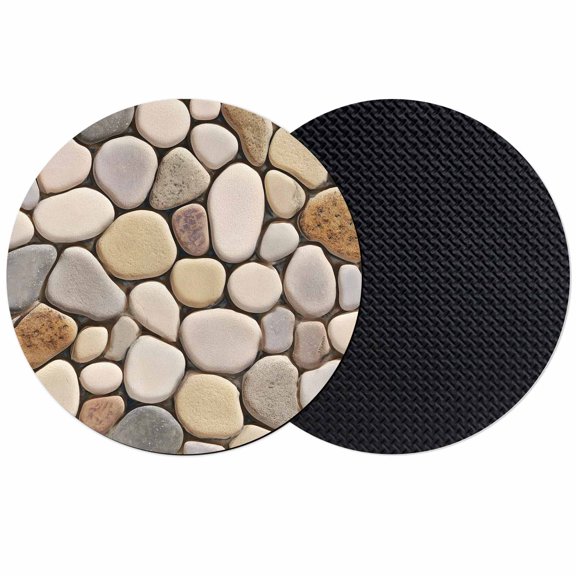 Cobblestones Coasters Set of 2, Absorbent Coasters for Drinks, Natural Stones Gravel Rock Aesthetic Art Coaster for Desk Coffee Table Protection, Home Decor House Warming Gifts 4"