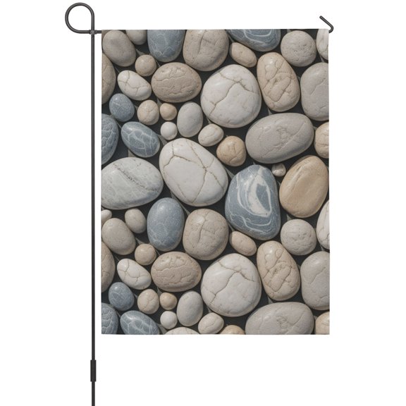 Cobblestones Garden Flags For Outdoor, Stone Textures Abstract Art Realistic Style Small Double Side Yard Flags Weather Proof Garden Decor for Lawn Outside Holiday 12 x 18 Inches