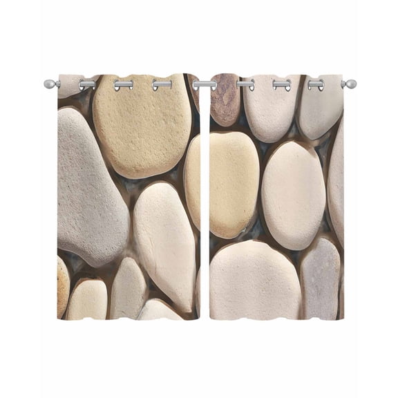 Cobblestones Sheer Curtains 39 Inch Length 2 Panels Set for Living Room/Bedroom, Natural Stones Gravel Rock Aesthetic Art Kitchen Curtains Grommet Semi-Sheer Curtains Window Treatments 27.5"x39"x2
