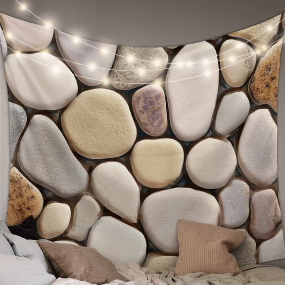 Cobblestones Tapestry for Bedroom Wall Hanging Tapestry, Natural Stones Gravel Rock Aesthetic Art Ceiling Backdrop Tapestries Poster Blanket Wall Decor for Teens Room Living Room Dorm 55" x 73"