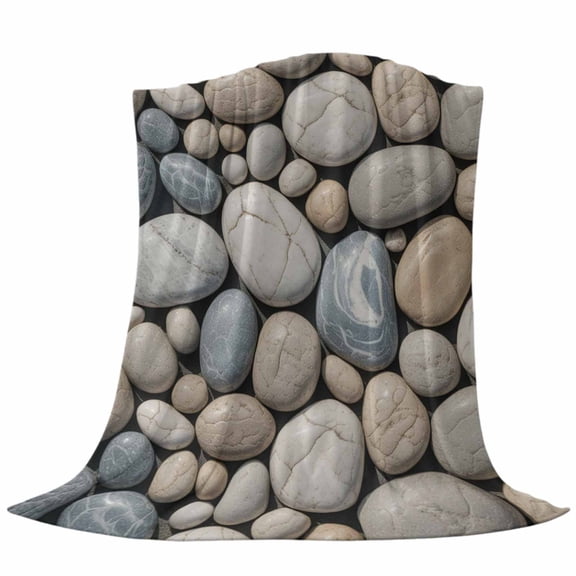 Cobblestones Throw Flannel Blanket Stone Textures Abstract Art Realistic Style Super Soft Cozy Bed Blanket, Lightweight Plush Fuzzy Bed Throw for Bedroom Sofa Couch Living Room 30x40In,