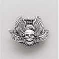 thumbnail image 1 of Cobear Antique Silver Western Rider Wings Emo Skull Belt Buckle, 1 of 4