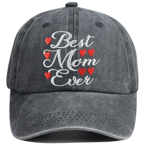 Cobear Best Mom Ever Embroidered Cotton Hat, Adjustable Fit, Vintage Washed, Gift for New Moms