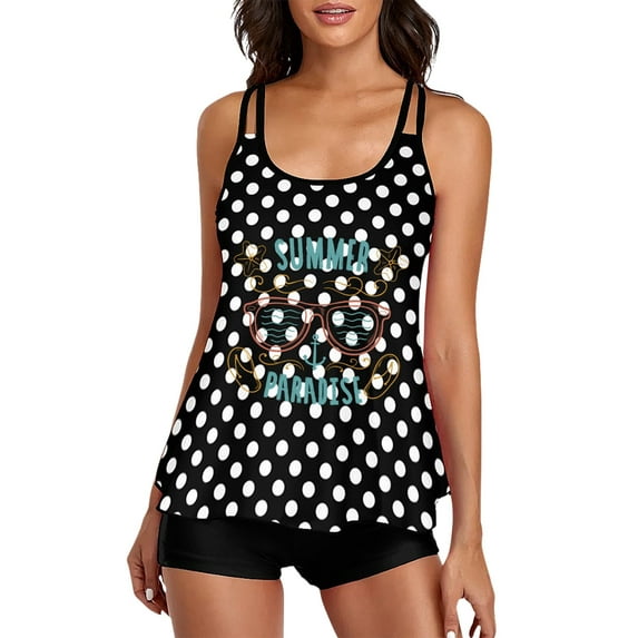 Cobear Two Piece Tankini Bathing Suits T-Back Blouson Swim Tops with Boy Shorts Summer Vacation Women Swimsuits Sporty Swimwear