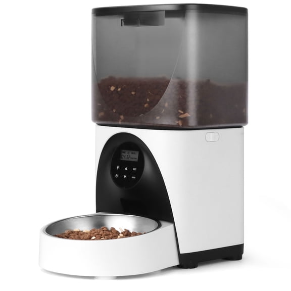 Cobectal 4L Automatic Cat and Dog Pet Feeder, Cat Food dispenser With Stainless Steel Bowl, Black