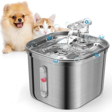 Cobectal 74oz/2.2L Stainless Steel Automatic Pet Water Fountain Dispenser Cat Dog Drinking Bowl with Filters