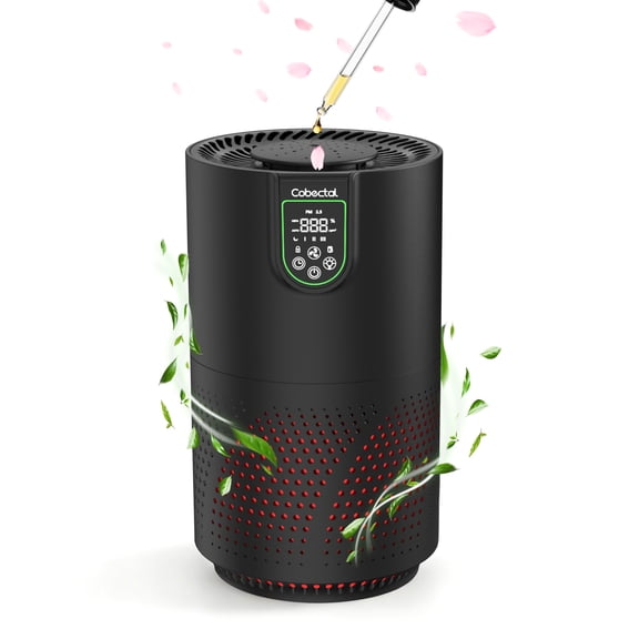 Cobectal Air Purifiers for Bedroom, PM2.5 Display 4-Color Mood Light, ZQA-7000A Black