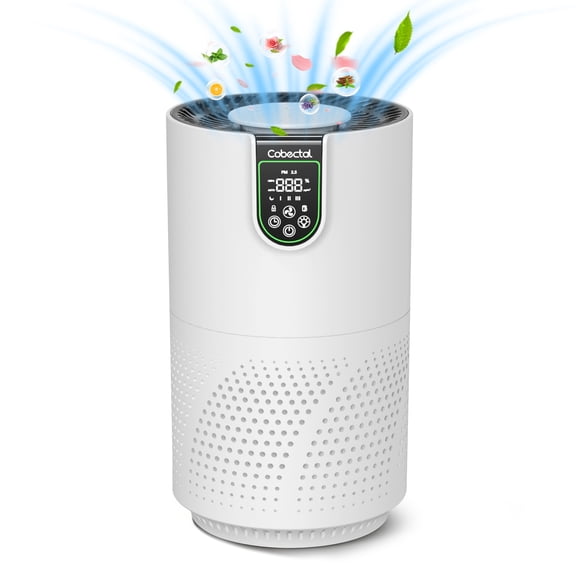 Cobectal HEPA Air Purifiers ZQA-7000A, PM2.5 Display, 4-Color Auto/Static Ambient Night Light for Bedroom Living Room,White