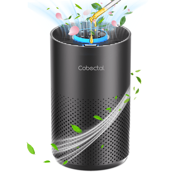 Cobectal Air Purifier with Light for Home, ZQA-4000C HEPA Filter Remove 99.9% Smoke and Dust, Black