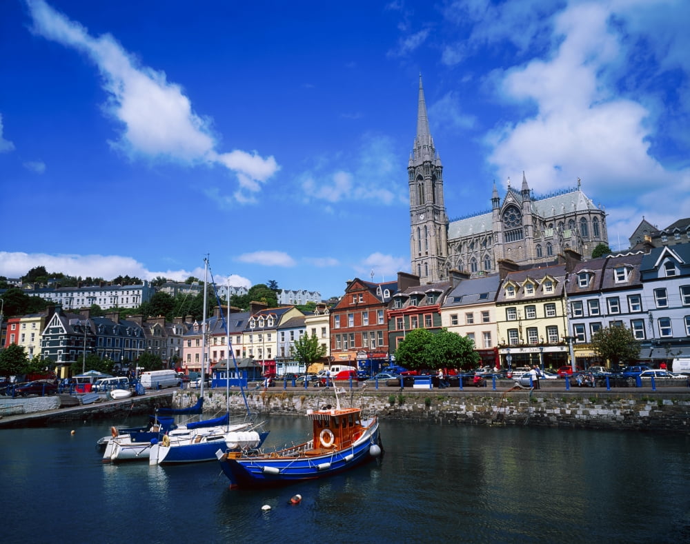 Cobh Cathedral & Harbour Co Cork Ireland Canvas Art - The Irish Image Collection Design Pics (17 x 13)