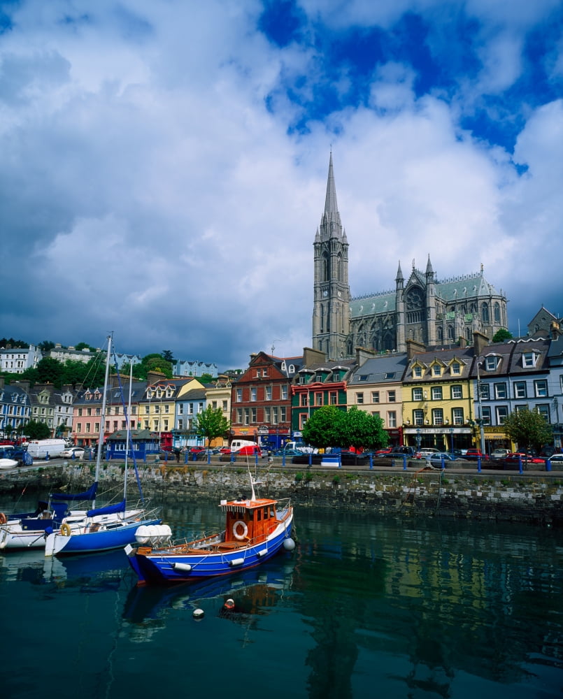 Cobh Cathedral & Harbour Co Cork Ireland Canvas Art - The Irish Image Collection Design Pics (26 x 34)