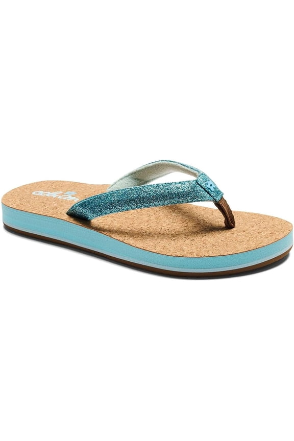 Girls Lil' Capri Glittered strap sandal Cork Sole Sandal - Blue
