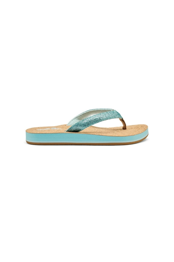 Cobian Girls Lil' Capri Glittered strap sandal Cork Sole Sandal - Blue