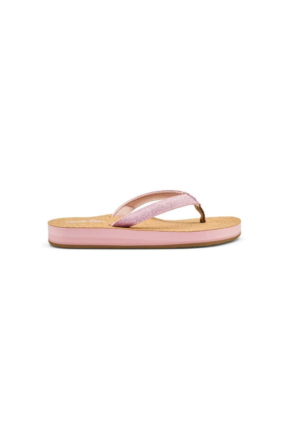 Cobian Girls Lil' Capri Glittered strap sandal Cork Sole Sandal - Pink