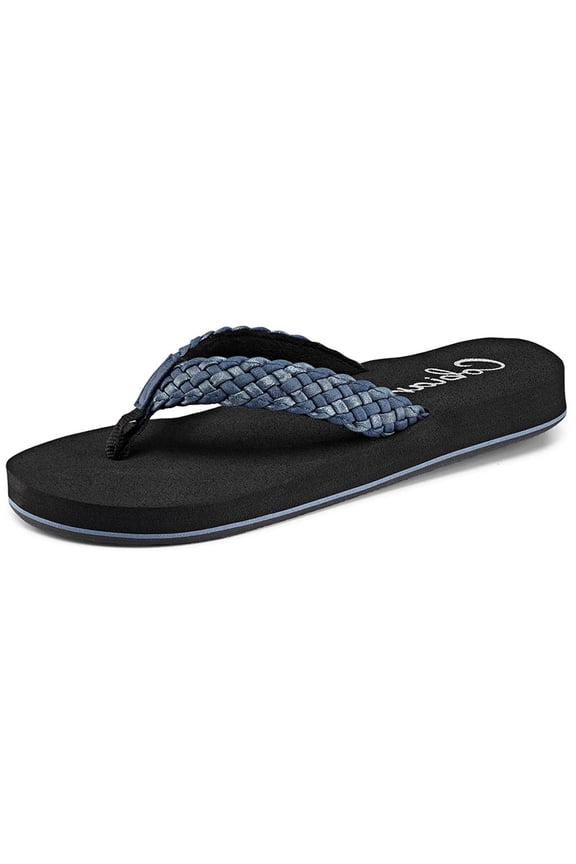® Women's Braided Bounce Flip Flop, Size 9 (in Indigo)