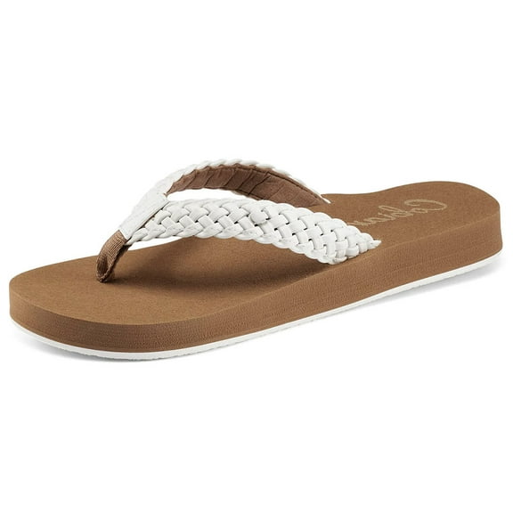 COBIAN Adult Female Braided Bounce Flip Flop Sandals, Color: White, Size: 8