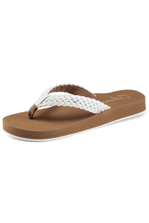 Adult Female Braided Bounce Flip Flop Sandals, Color: White, Size: 10