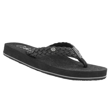 COBIAN Adult Female Braided Bounce Flip Flop Sandals, Color: Black, Size: 10