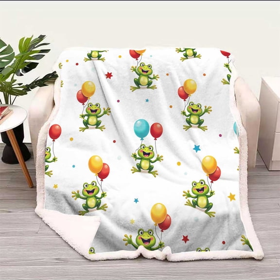 Cobijas Calientes Para invierno Cute Frog Balloon Picnic Blankets Decorative Camping Bed 31.5in X 47in Small Size
