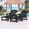 thumbnail image 1 of Cobiod Outdoor HDPE Chaise Lounge Chair Set of 2 , 5-Position Adjustable Reclining Lounger with Wheels & Cup Holders,350lb Capacity,Overall length 78" , Black, 1 of 8