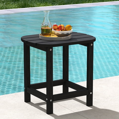 Cobiod Outdoor HDPE End Table 14.1 x 18.6 Inch，All Weather Patio End Table Single Tier for Balcony Garden Pool Fire Pit，black
