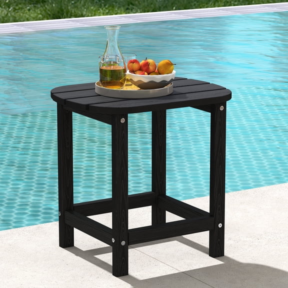 Cobiod Outdoor HDPE End Table 14.1 x 18.6 Inch,All Weather Patio End Table Single Tier for Balcony Garden Pool Fire Pit,black