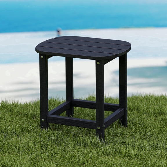 Cobiod Outdoor HDPE End Table 14.1 x 18.6 Inch,All Weather Patio End Table Single Tier for Balcony Garden Pool Fire Pit,black