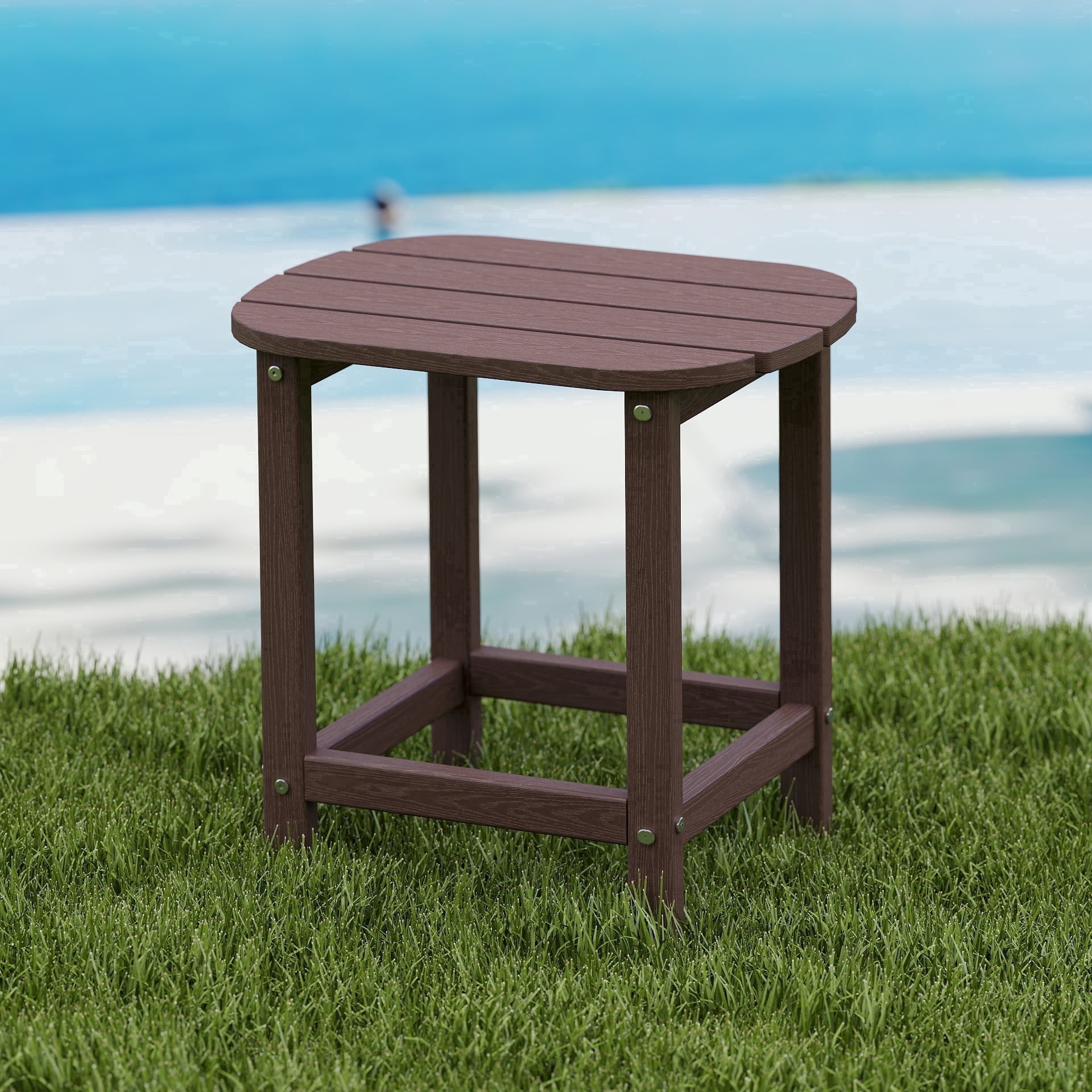 Cobiod Outdoor HDPE End Table 14.1 x 18.6 Inch，All Weather Patio End Table Single Tier for Balcony Garden Pool Fire Pit，coffee