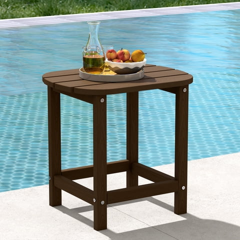 Cobiod Outdoor HDPE End Table 14.1 x 18.6 Inch,All Weather Patio End Table Single Tier for Balcony Garden Pool Fire Pit,coffee