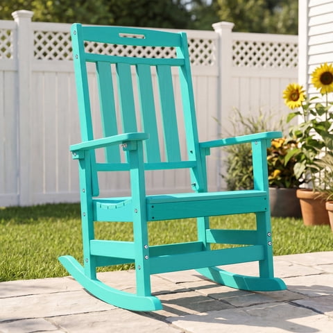 Cobiod Oversized Rocking Chair,HDPE All-Weather Outdoor Rocking Chair,Patio Rocking Chairs for Porch.Aruba