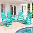 thumbnail image 1 of Cobiod Oversized Rocking Chair Outdoor, HDPE Rocking Chair for Adults, Patio Rocking Chairs for Porch & Fire Pit, All-Weather Outdoor Rocking Chair, Adirondack-Style Wood-Grain, Set of 4, ARUBA, 1 of 8