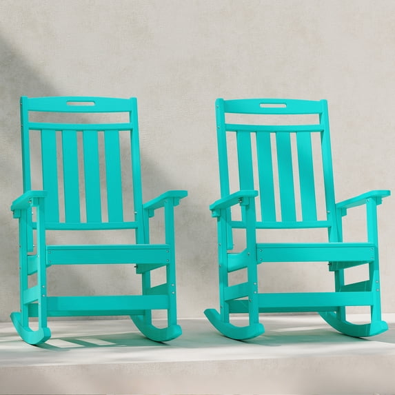 Cobiod Oversized Rocking Chair Outdoor, HDPE Rocking Chair for Adults, Patio Rocking Chairs for Porch & Fire Pit, All-Weather Outdoor Rocking Chair, Adirondack-Style Wood-Grain, Set of 2