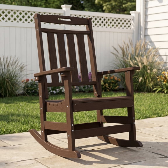Cobiod Oversized Rocking Chair Set of 2,HDPE All-Weather Outdoor Rocking Chair,Patio Rocking Chairs for Porch.Coffee