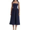 thumbnail image 1 of Cobkk Plus Size Dresses Strap Wrapped Chest Small Fragmented Flowers Solid Color Dress Long Dress Girl Summer Dresses for Women Z-1074 Navy M, 1 of 6