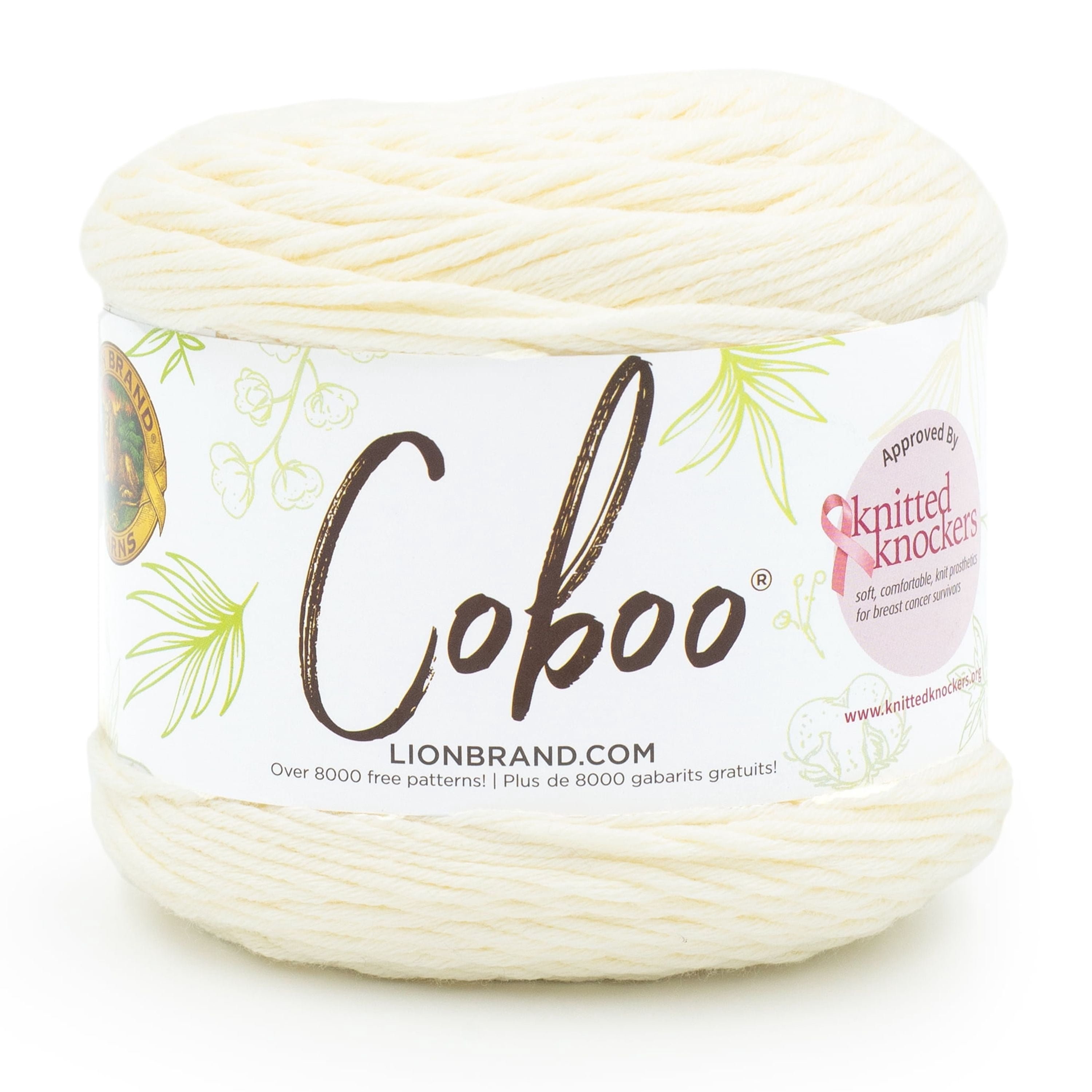 Lion Brand Coboo Vanilla Blossom Yarn, #3 Light/ DK Yarn, 100g/3.5oz, 241 yds/220m