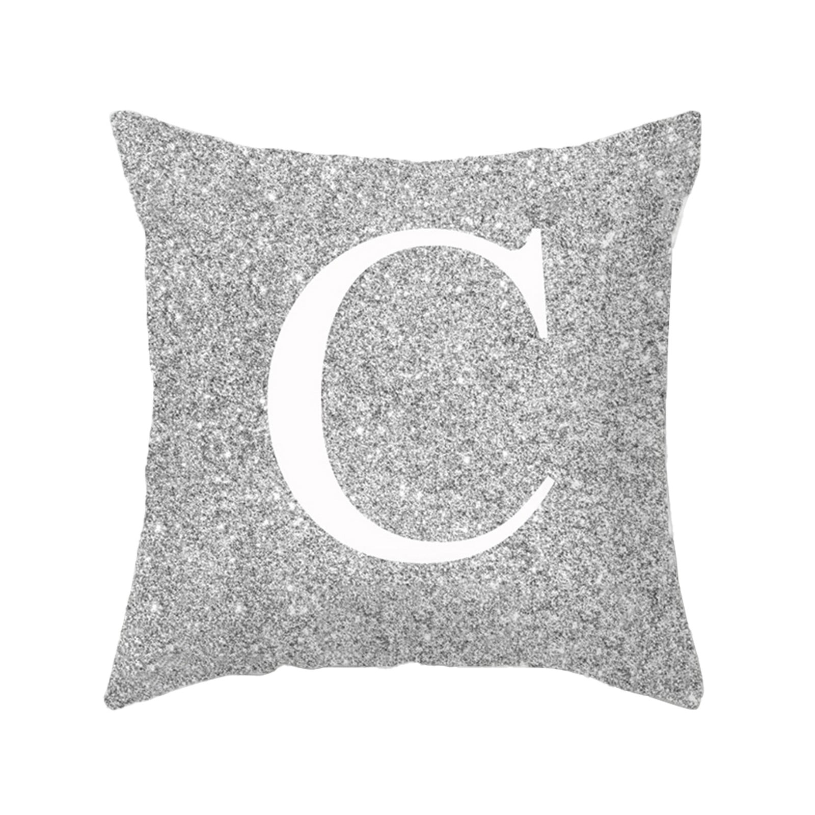 Cobowsici 45x45cm Silver Throw Pillow Covers Room Decoration Letter