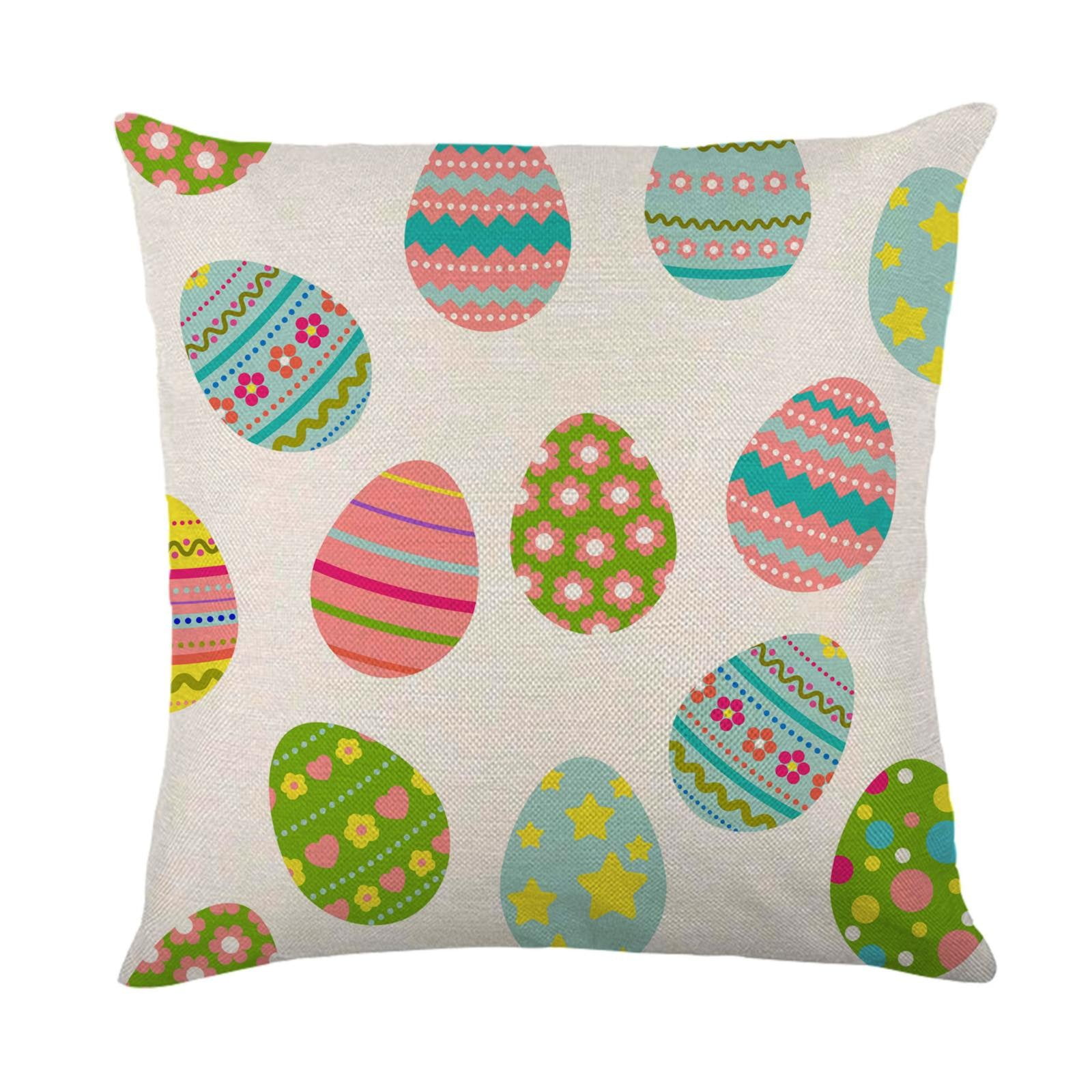 Cobowsici Easter Pillow Covers 18 X 18 Inch Easter Bunny Egg Floral